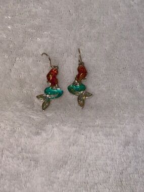 Ariel Red and Teal Mermaid Drop Earrings - Brand